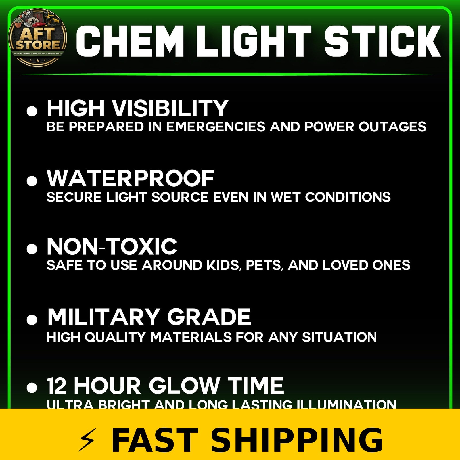 PartySticks Green Glow Sticks – 25 Pack Emergency Light Sticks