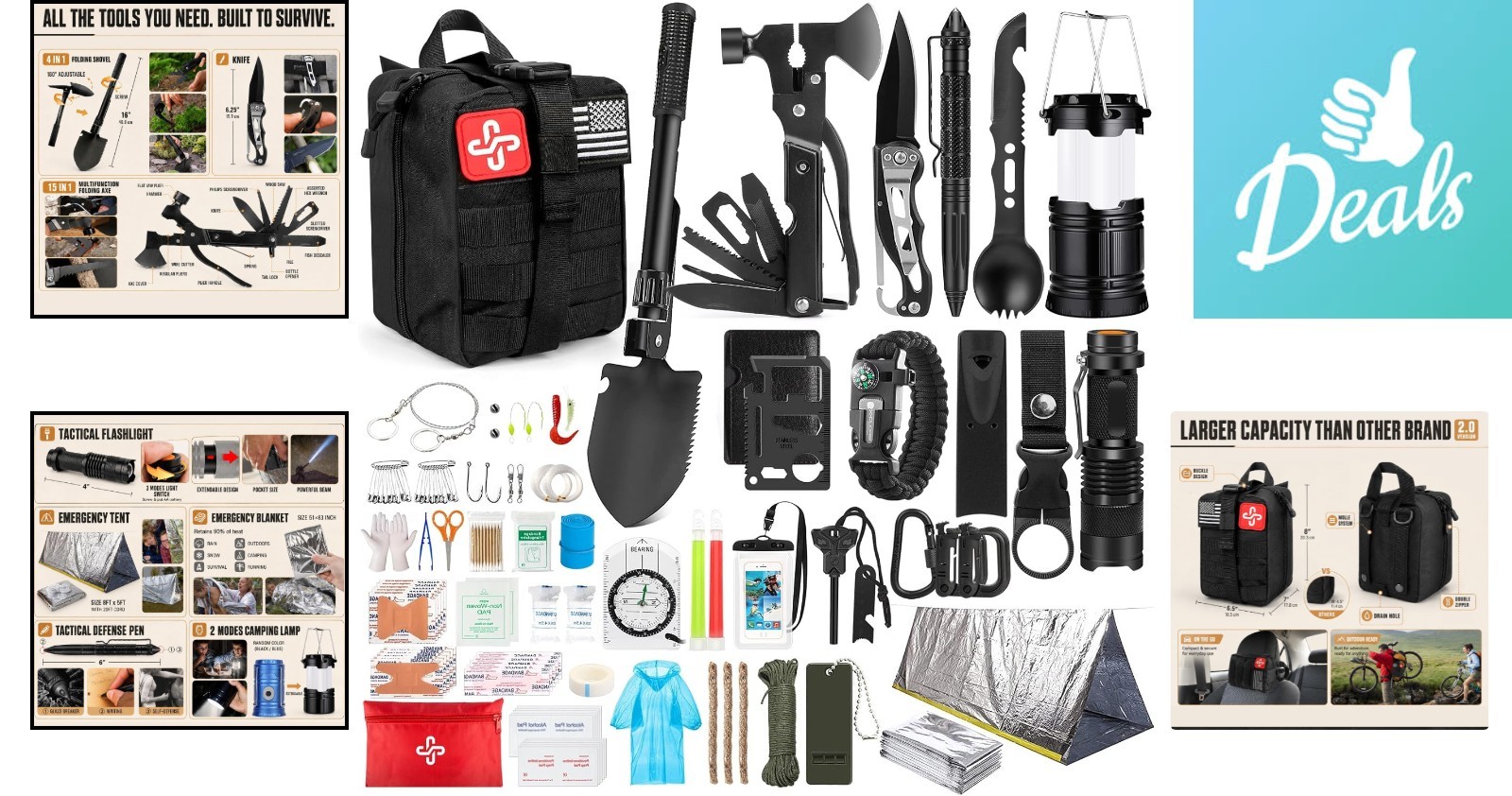 Ultimate 250-Piece Emergency Survival Gear & First Aid Kit for Safety Outdoors