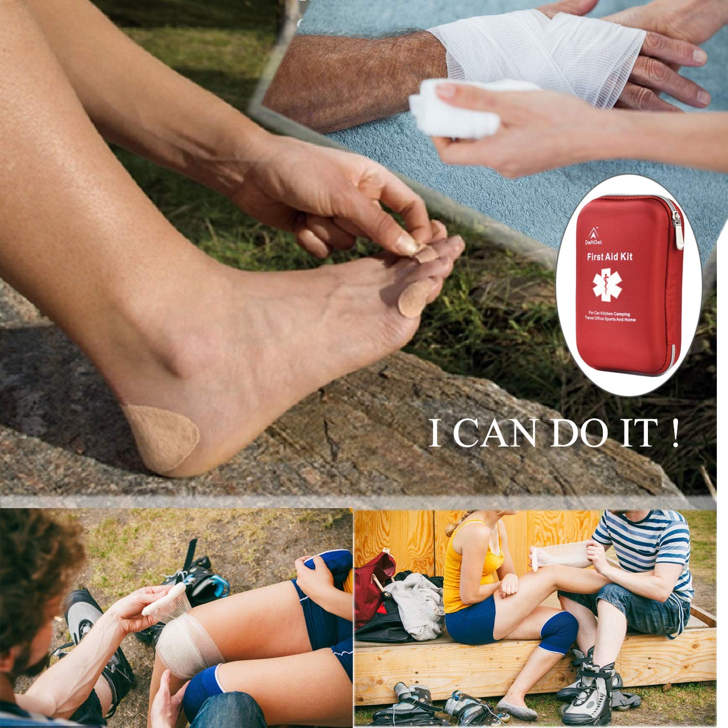 deftget 163 Pieces First Aid Kit Waterproof IFAK Molle System Ligth Red