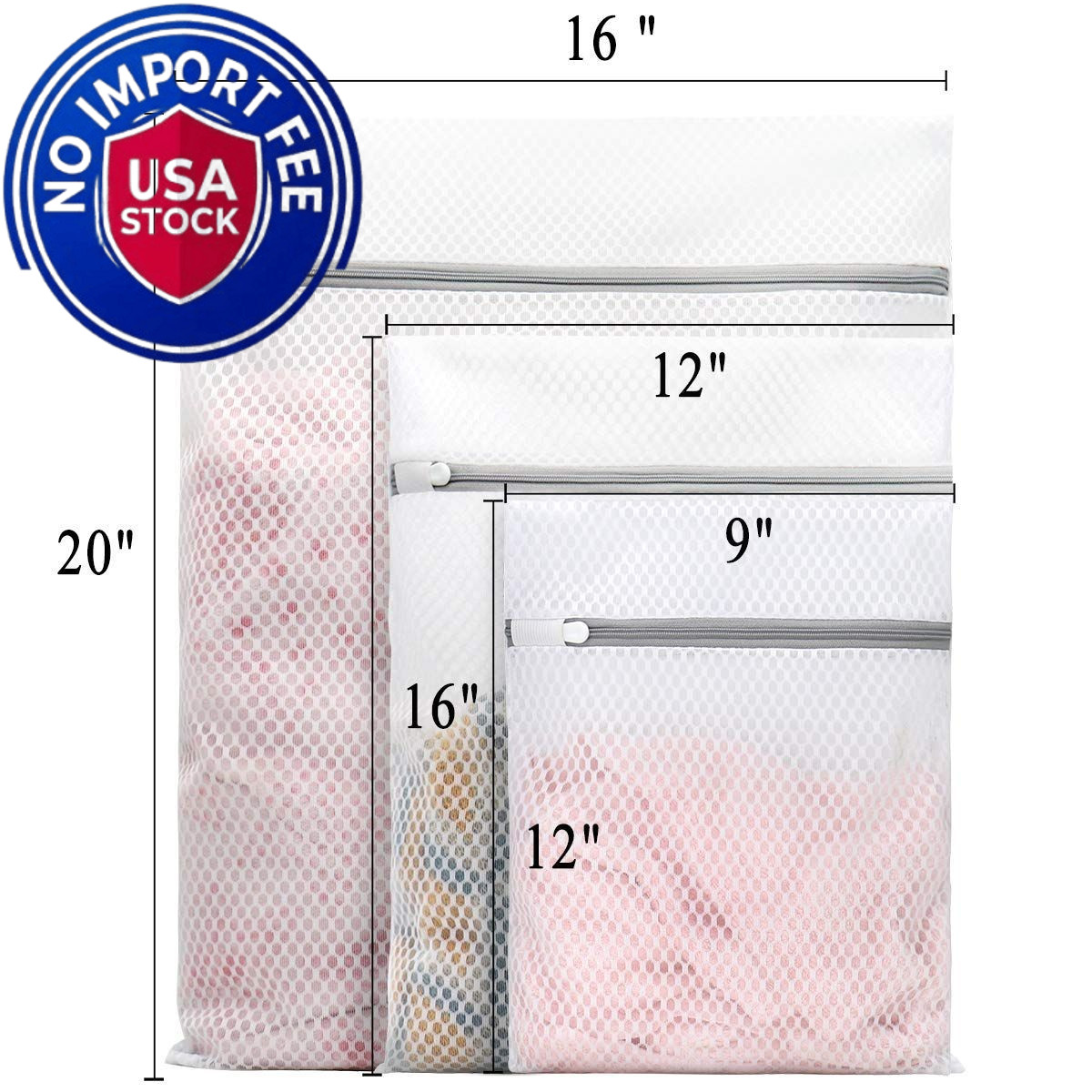 Muchfun 3Pcs Durable Honeycomb Mesh Laundry 1Large, 1Medium, 1Small, White
