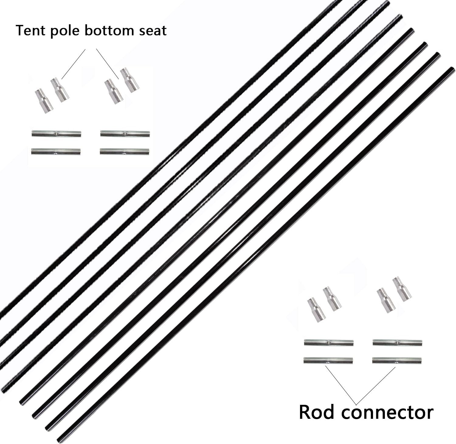 DIY Tent Pole, Replacement Greenhouse 17 inches- 36 packs( black)