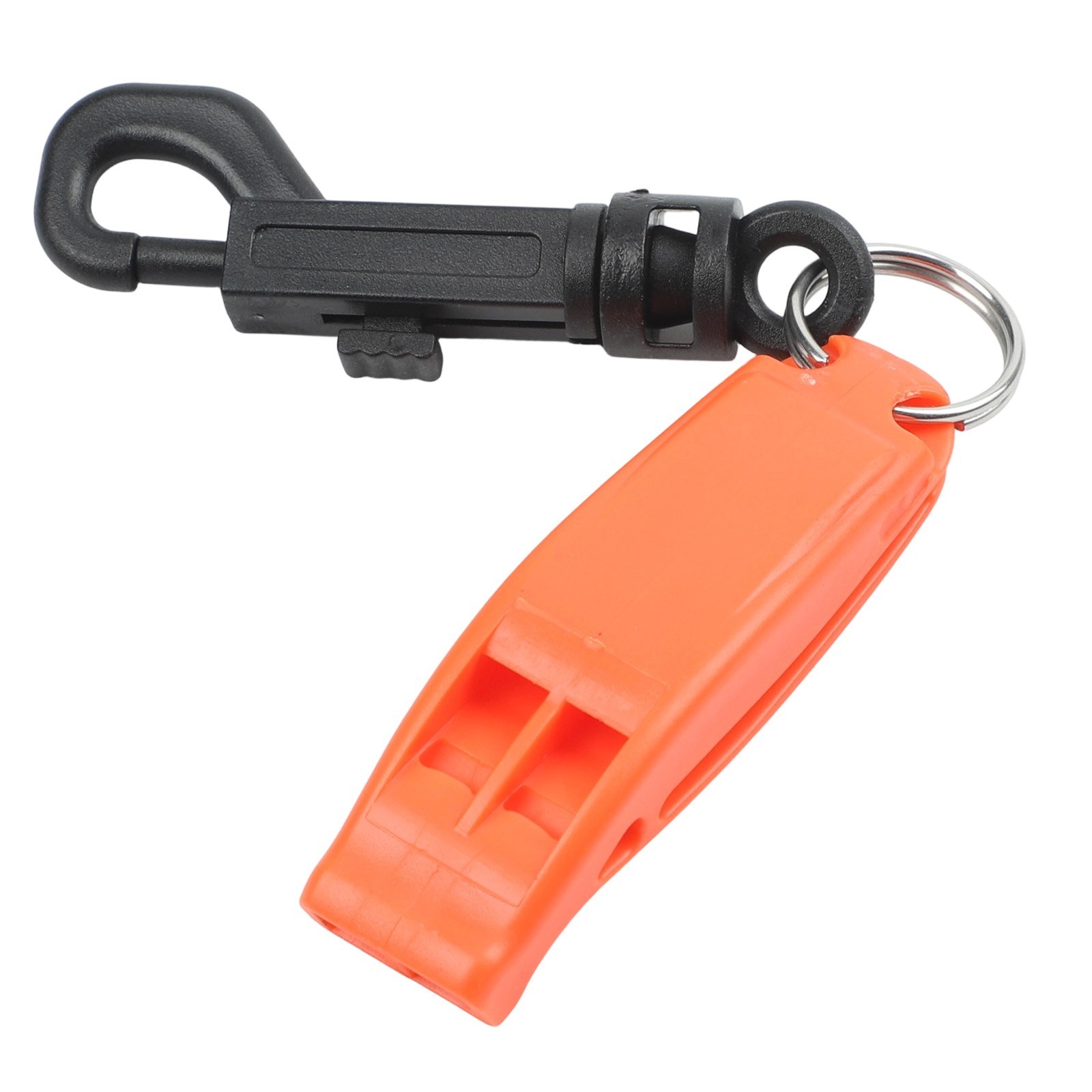 Survival whistle for hiking and camping with secure nylon lanyard hole