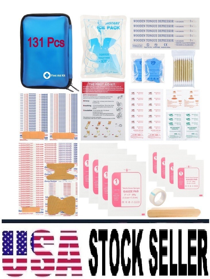131 Pcs First Aid Kit Medical Emergency Trauma Military Survival Travel Portable