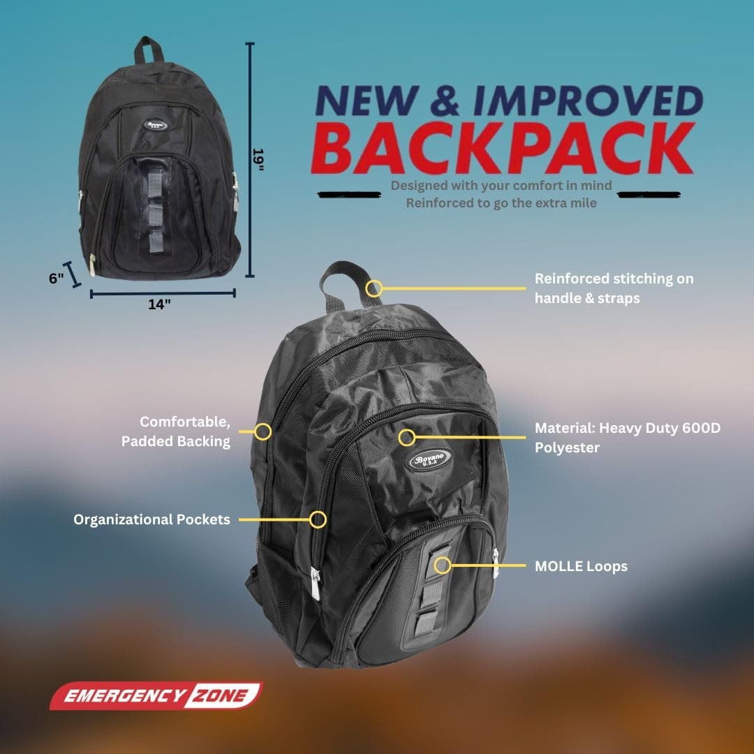 Emergency Zone Essentials 72-Hour Survival Kit – 2 Person Bug Out Bag Backpack