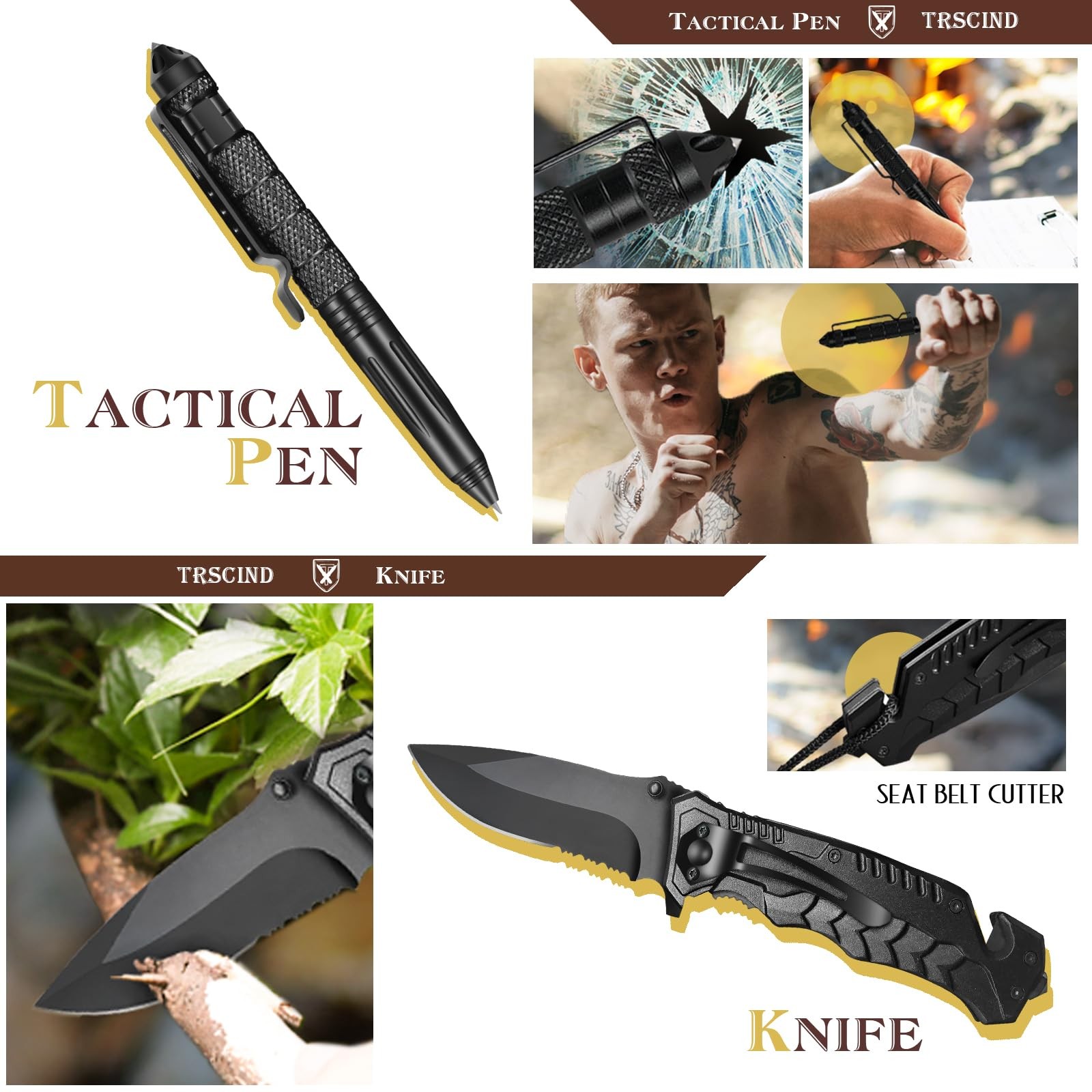 Gifts for Men Dad Husband Him, Survival Kit, Emergency survival kit, Black