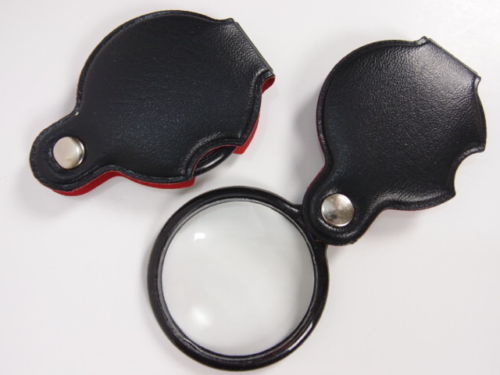 2 PK Folding Pocket Glass Lens Magnifier & Case Magnifying Survival Outdoor 10X