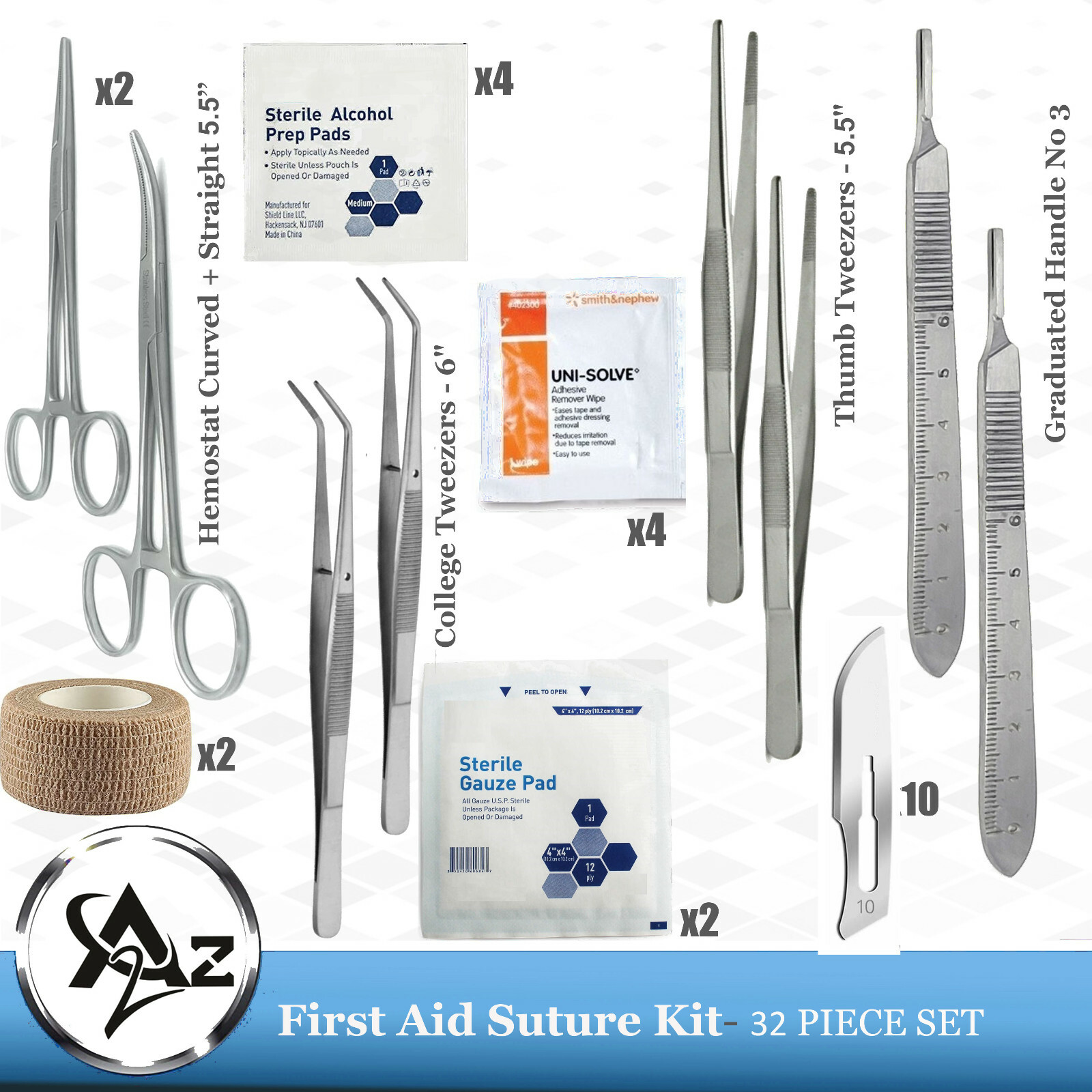 IFAK First Aid Wound Care Military Surgical Natural Disaster Response Kit 32 Pcs
