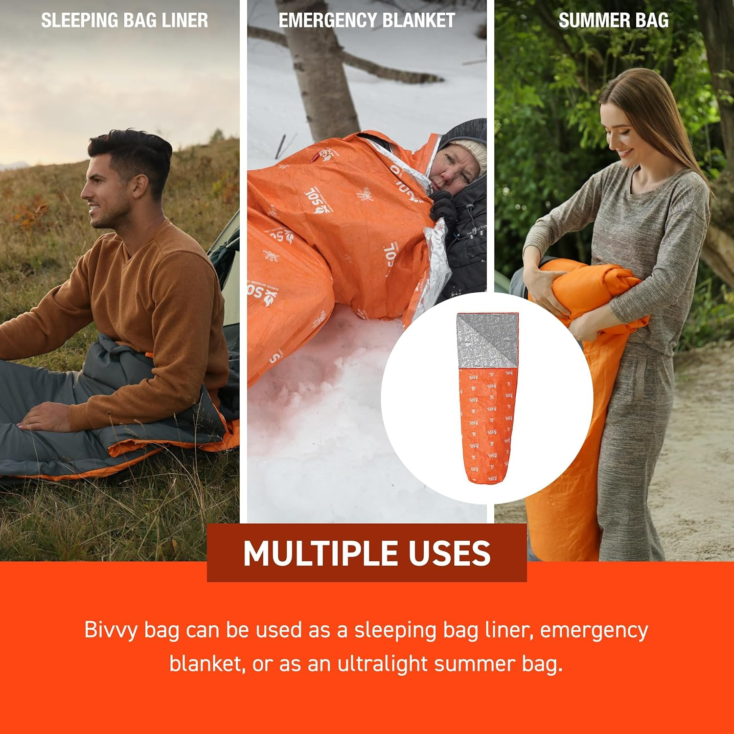 SOL Escape Lite Bivvy – Reflects up to 70% Body Heat – Waterproof Emergency Blan