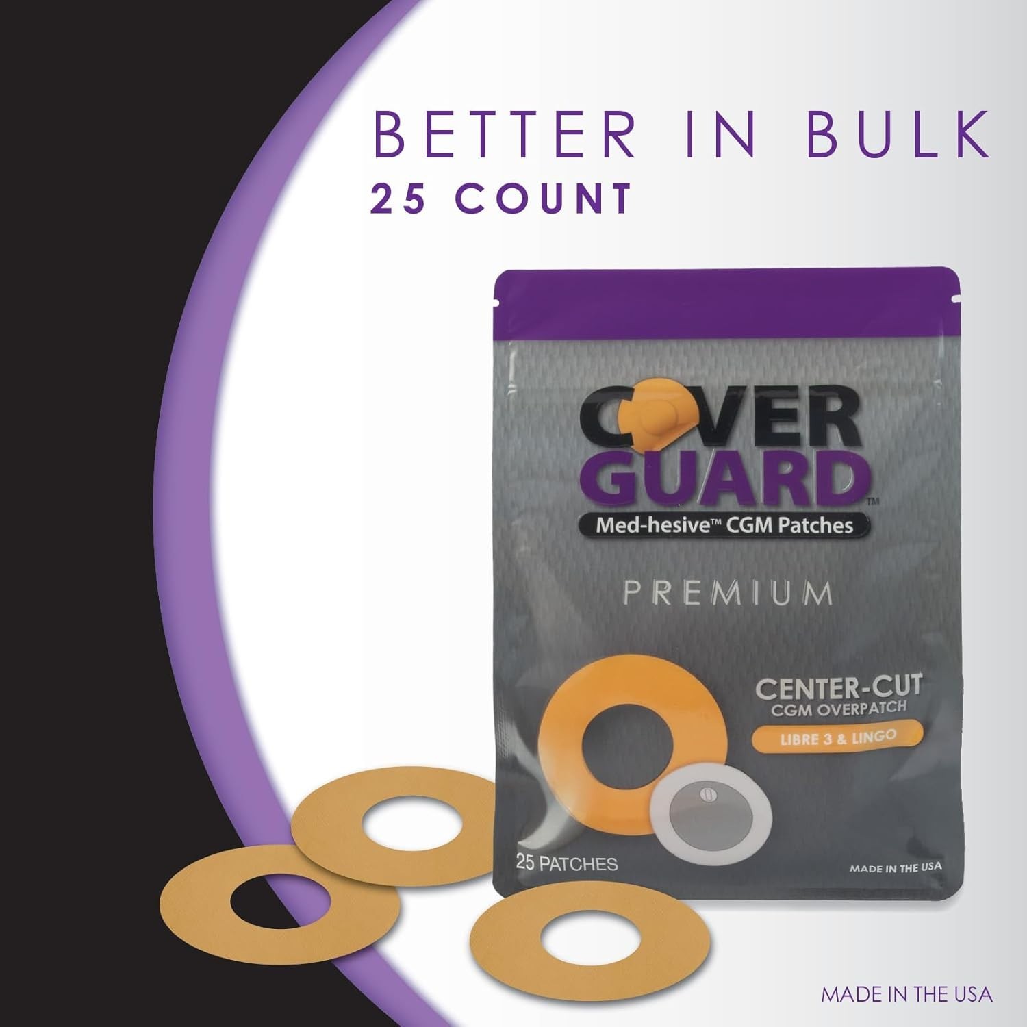 Tan CGM Overpatch 25 Count Anti Fray Waterproof for Active Lifestyles