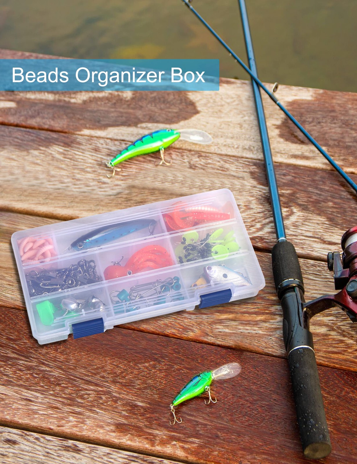 Hlotmeky Tackle Box Small Fishing Organizer 2 Pack 3500 Clear, 2