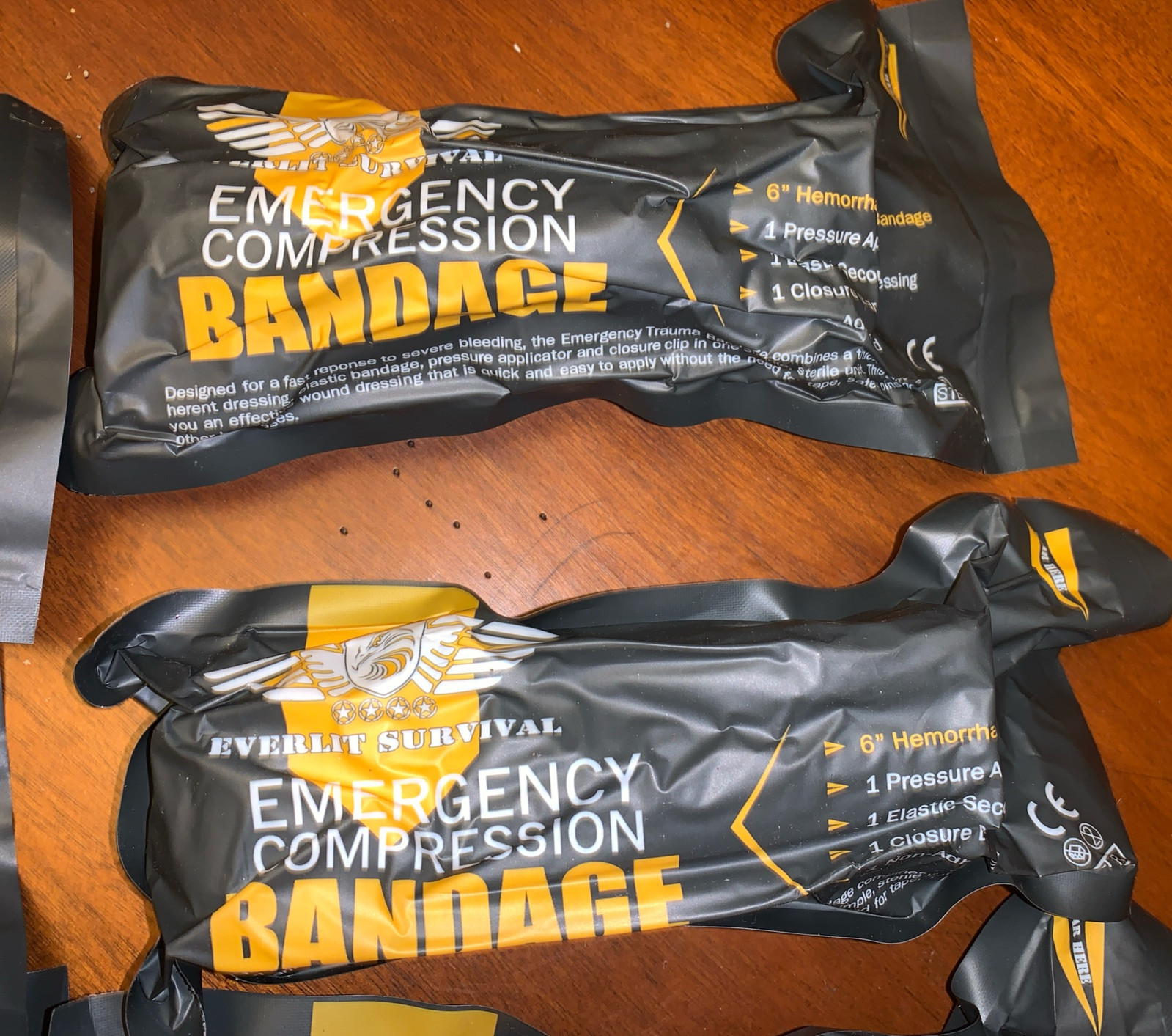 Everlit Survival Emergency Compression Bandage~Vacuum Sealed~LOT OF 6