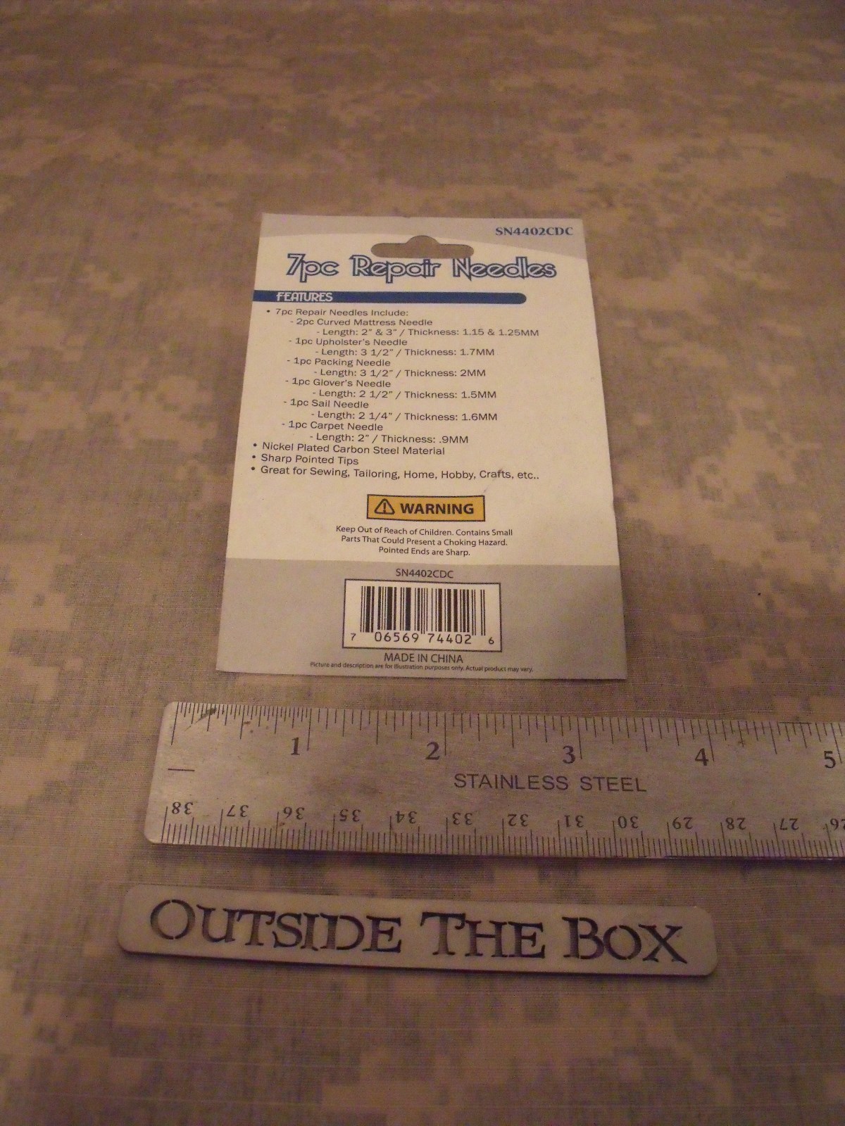 Emergency/Survival: 7 Pc Repair Needles Set, Carbon Steel, SE #SN4402CDC