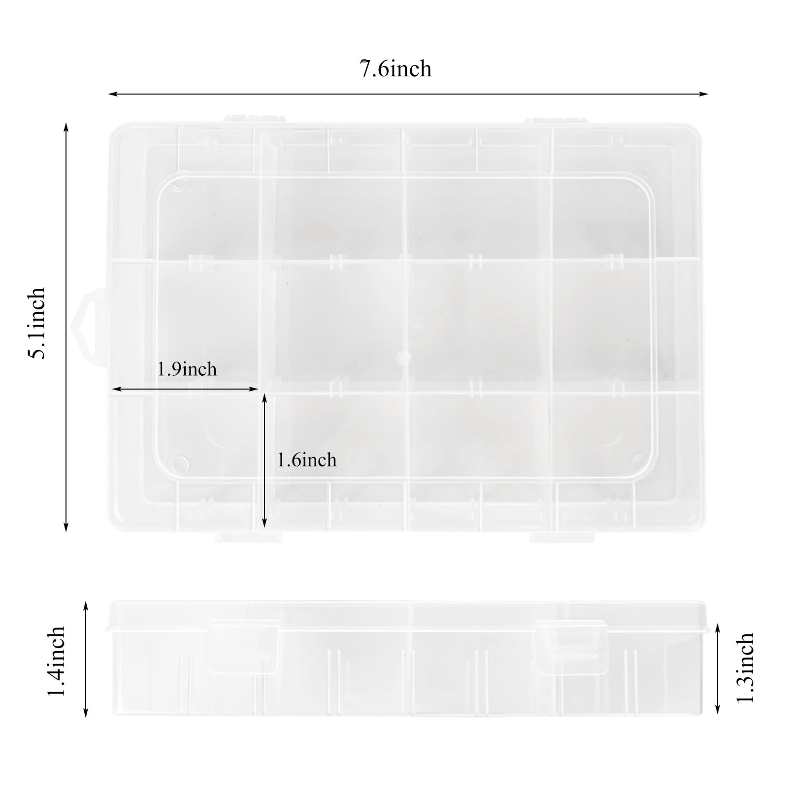 ZUFECY Small Fishing Tackle Box, 12 Clear 7.7 x 1.2 x inches, Transparent