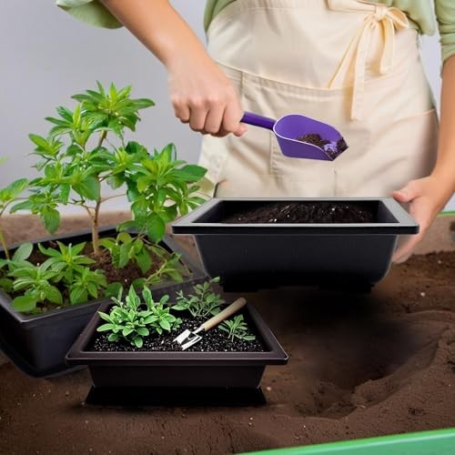 8 Pack Bonsai Training Pots with Drainage Trays, 9 Inch Plastic Bonsai Tree Pot