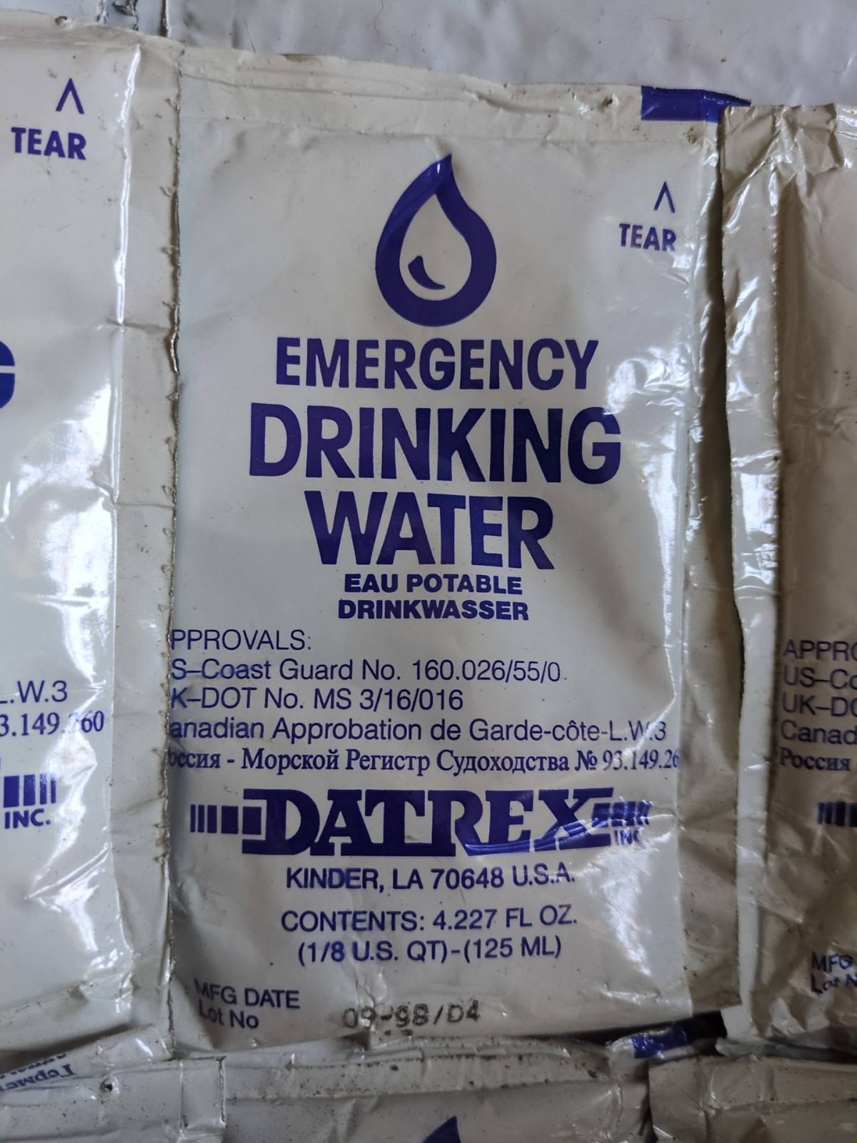 12x Military Datrex Emergency Water Packet 4.227 oz Ea. 3 Day/72 Hour Supply NOS