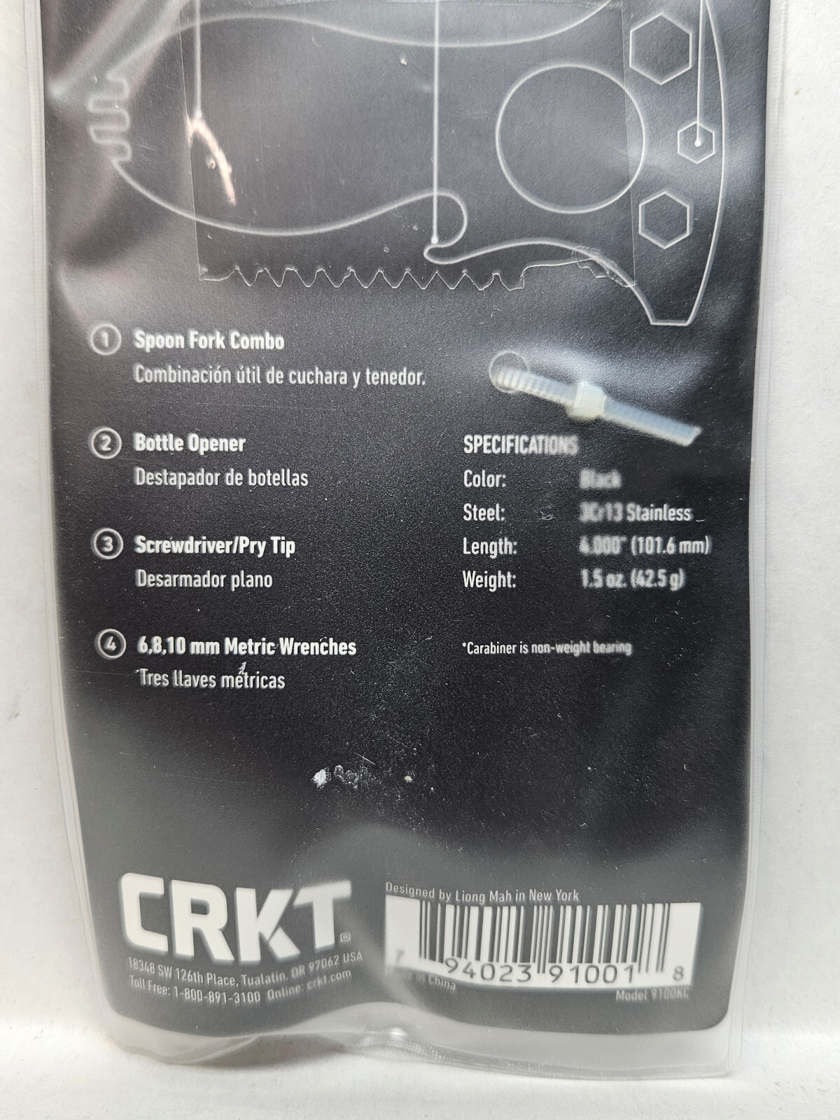 CRKT Eat’N Tool BLACK Spork Bottle Opener & More 9100KC Eating Tool