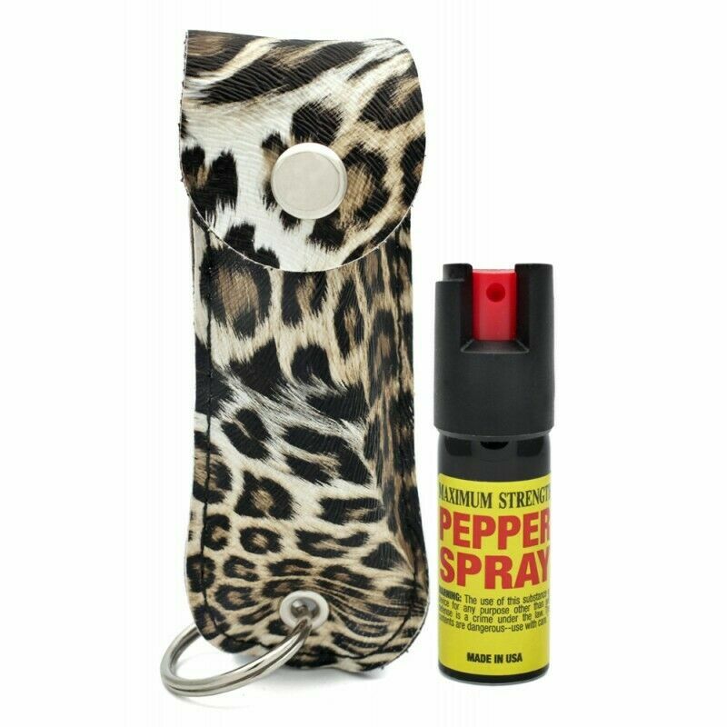 1/2 oz Self Defense Pepper Spray STRONGEST 18% OC with CHEETAH Case Keychain