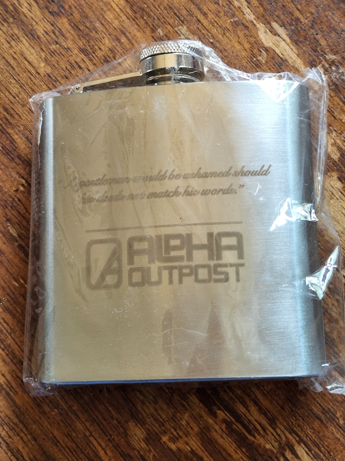 Stainless Steel Flask, Alpha Outpost, 6 ounces, Adult Beverage Pocket Bottle
