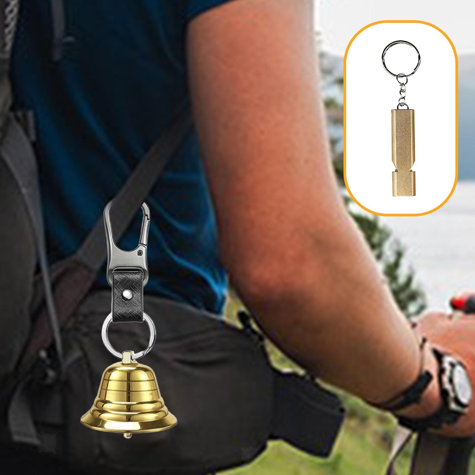 Loudly Animal Bell with Whistle Set Metal Hiking Gear for Backpacking Biking