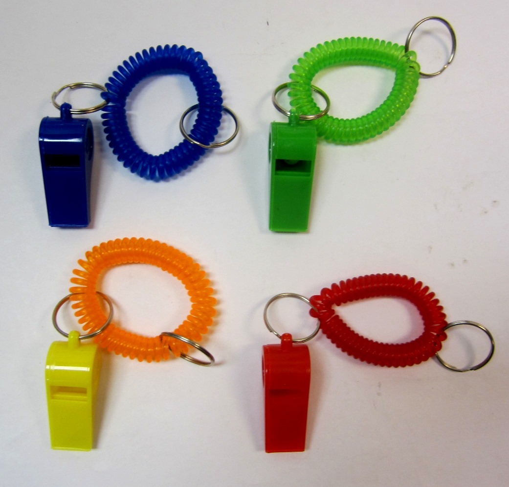 WHOLESALE LOT OF 12 –WHISTLE COIL BRACELET KEYCHAIN –KC2731A