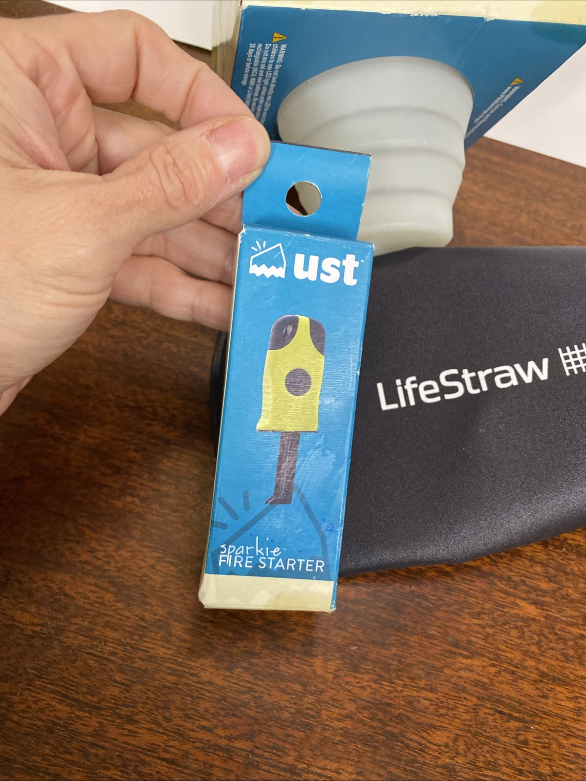 Camping Kit LifeStraw Squeeze Bottle, UST rechargeable Lantern, Fire Starter