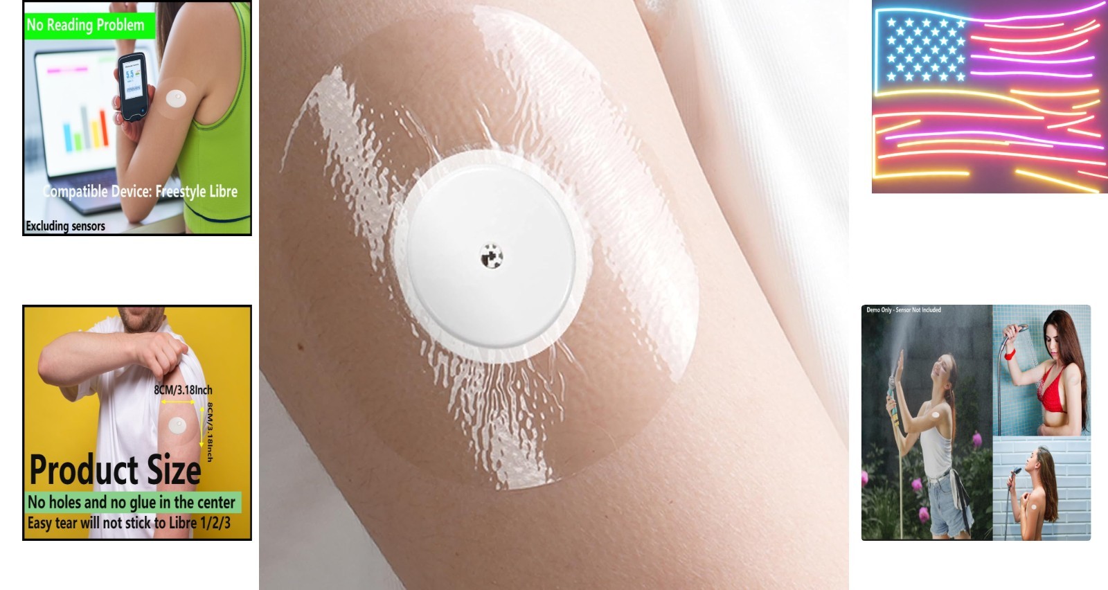 80 Pack Freestyle Libre 1/2/3 Sensor Covers Waterproof Adhesive Patches for C…