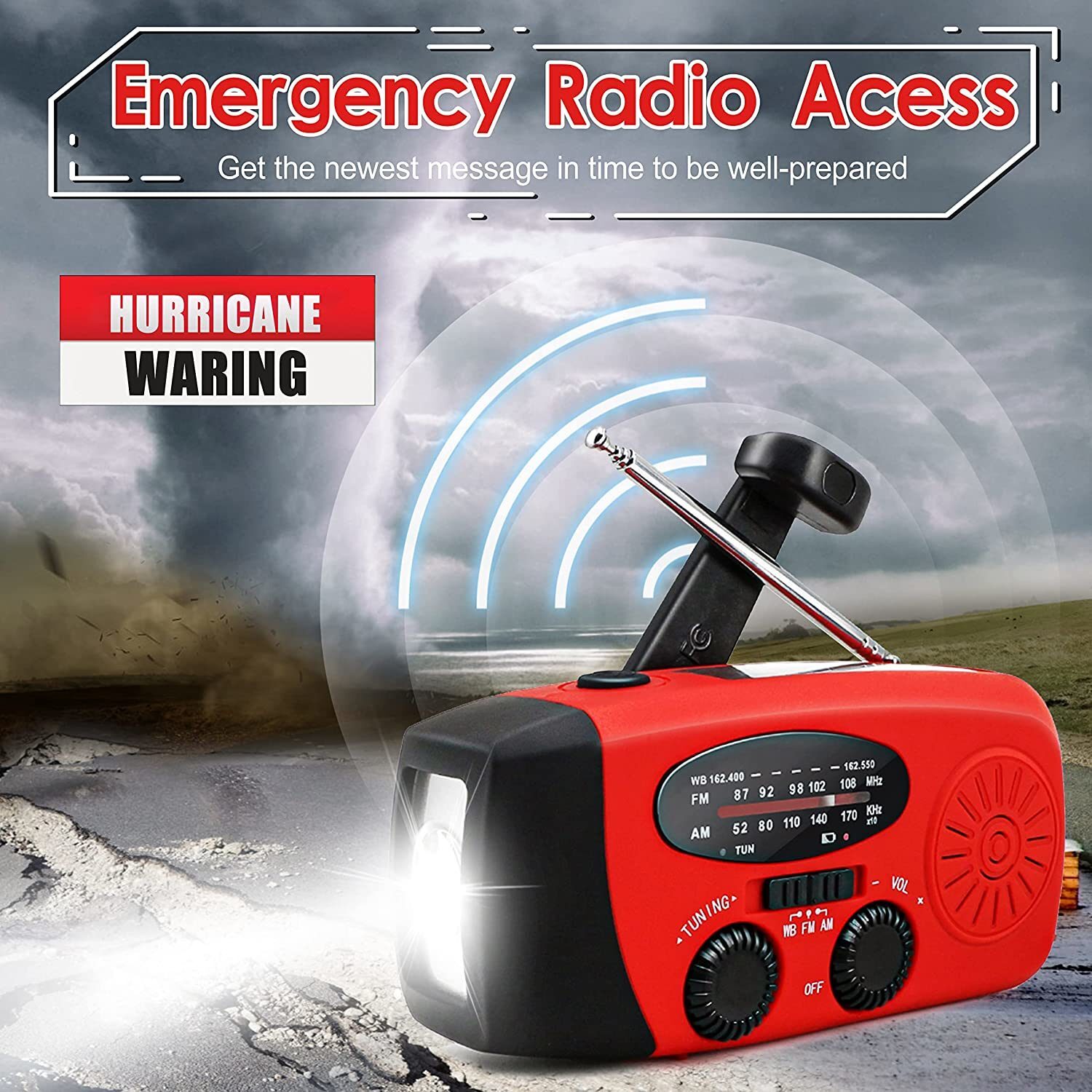 Storm Safe Emergency AM/FM/NOAA Weather Band Radio With Solar Flash Light