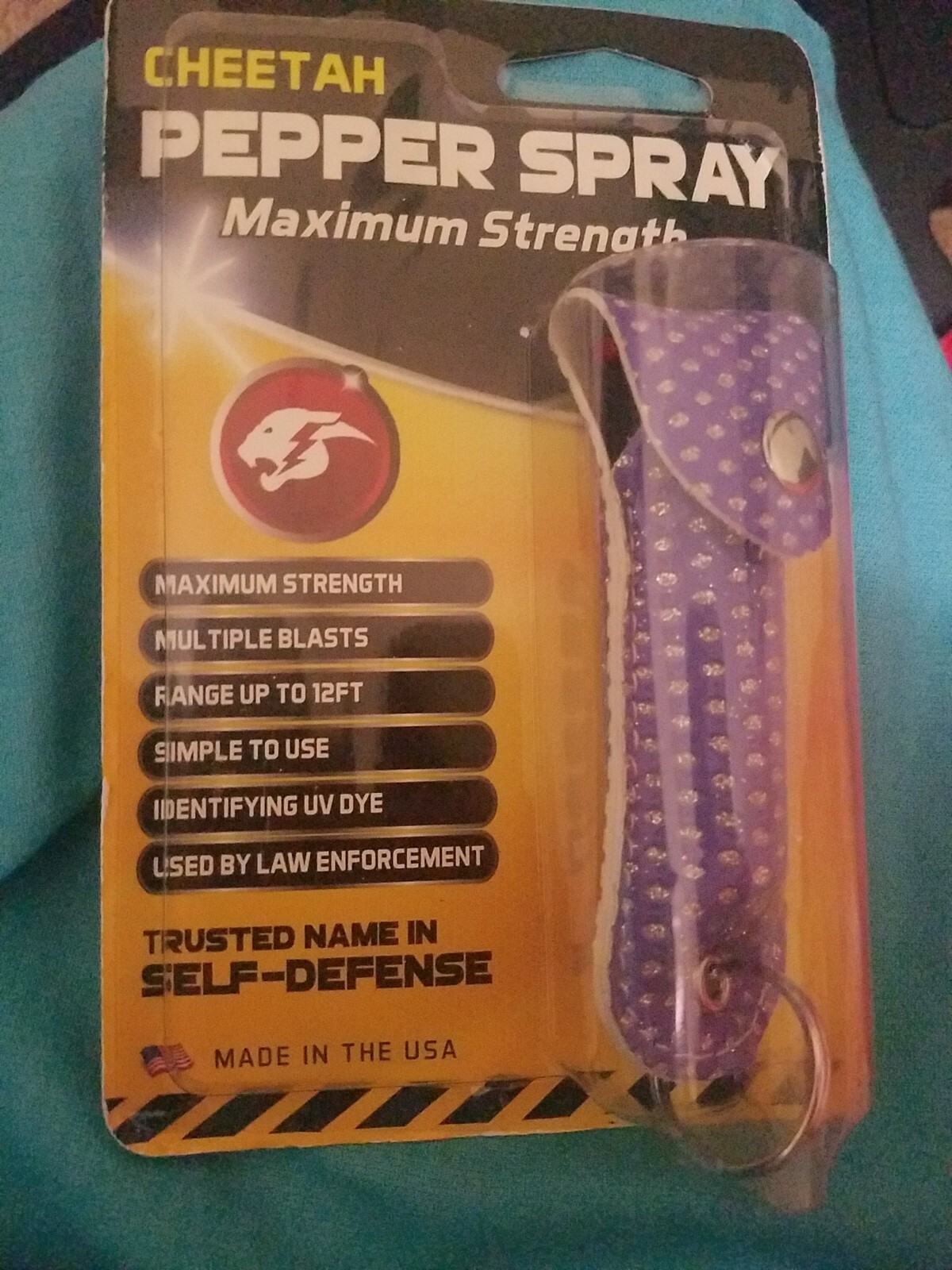 Cheetah Pepper Spray Maximum Strength With Leather Case Purple Bling