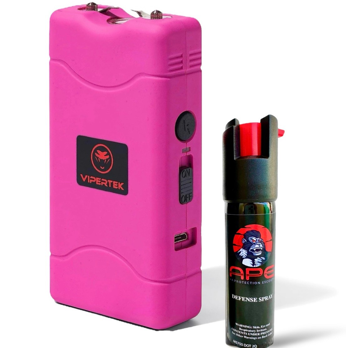 VIPERTEK Stun Gun + Pepper Spray – Self Defense Combo – Rechargeable