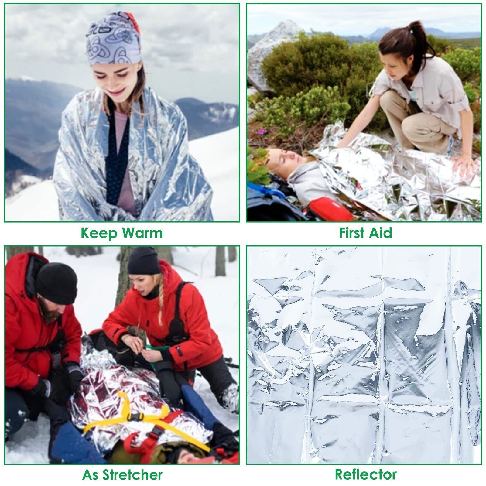 4 Pack Emergency BLANKET Thermal Survival Safety Insulating Mylar Heat 84″ X52″