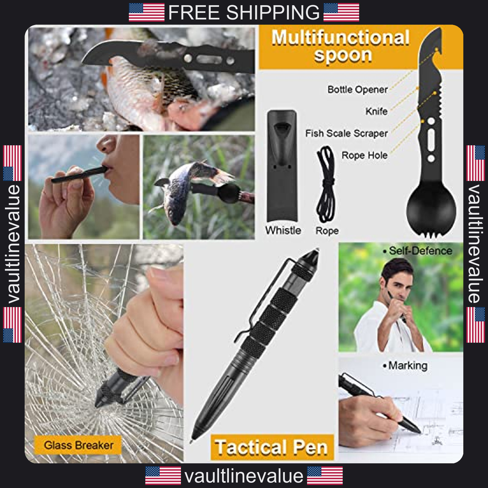 Survival Kit 19-in-1 Emergency Gear Camping Hunting Fishing Gifts for Men