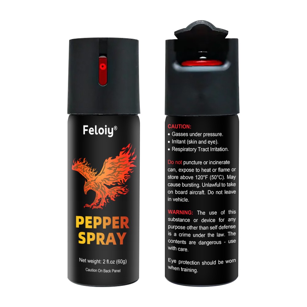 5 Bottles Feloiy 2oz Black Flip Top Safety Lock Pepper Spray For Self Defense