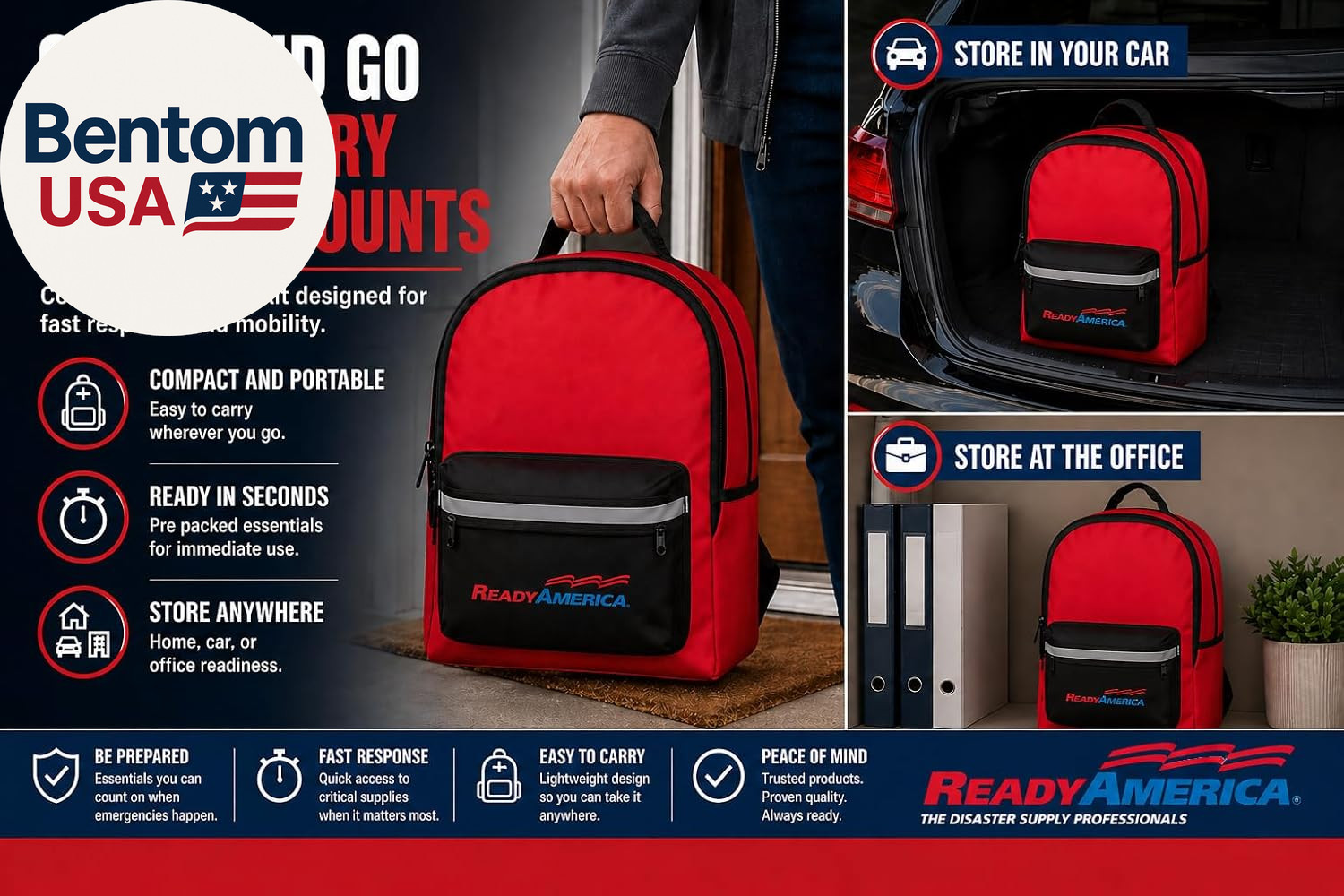 70280 72 Hour Emergency Kit, 2-Person, 3-Day Backpack, Includes First Aid Kit, S