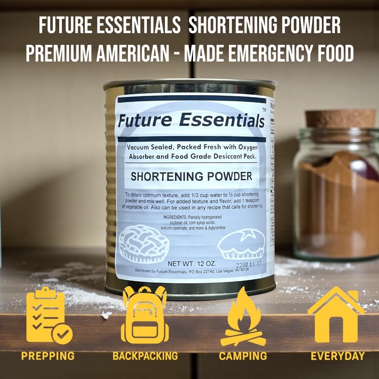 Future Essentials Canned Shortening Powder for baking and cooking | 6 CANS