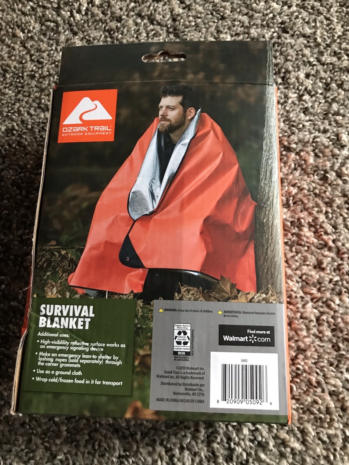 Survival Blanket Ozark Trail – Orange..New In Box