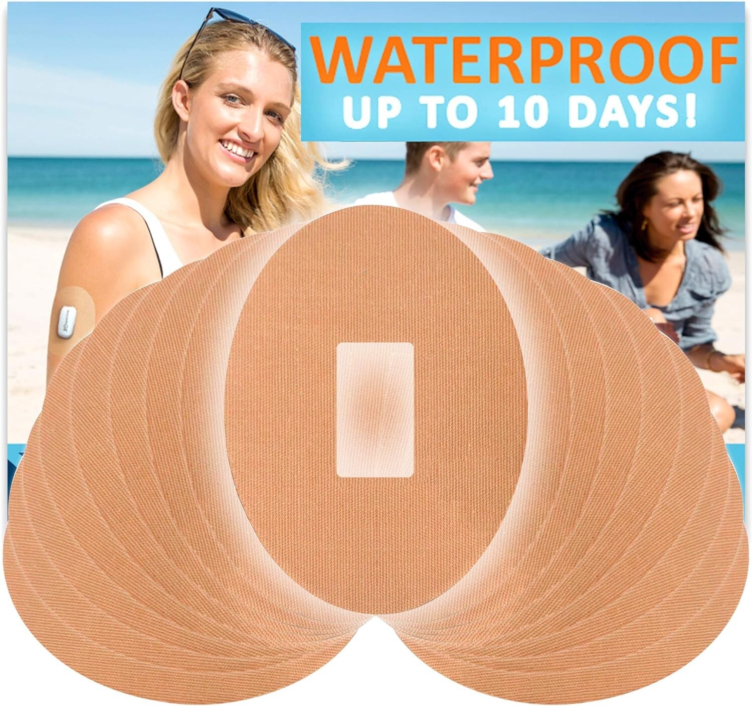 Fixic Patches for G4 G5 Waterproof Adhesive, Oval, Pre Cut Best Fixation Tan 20