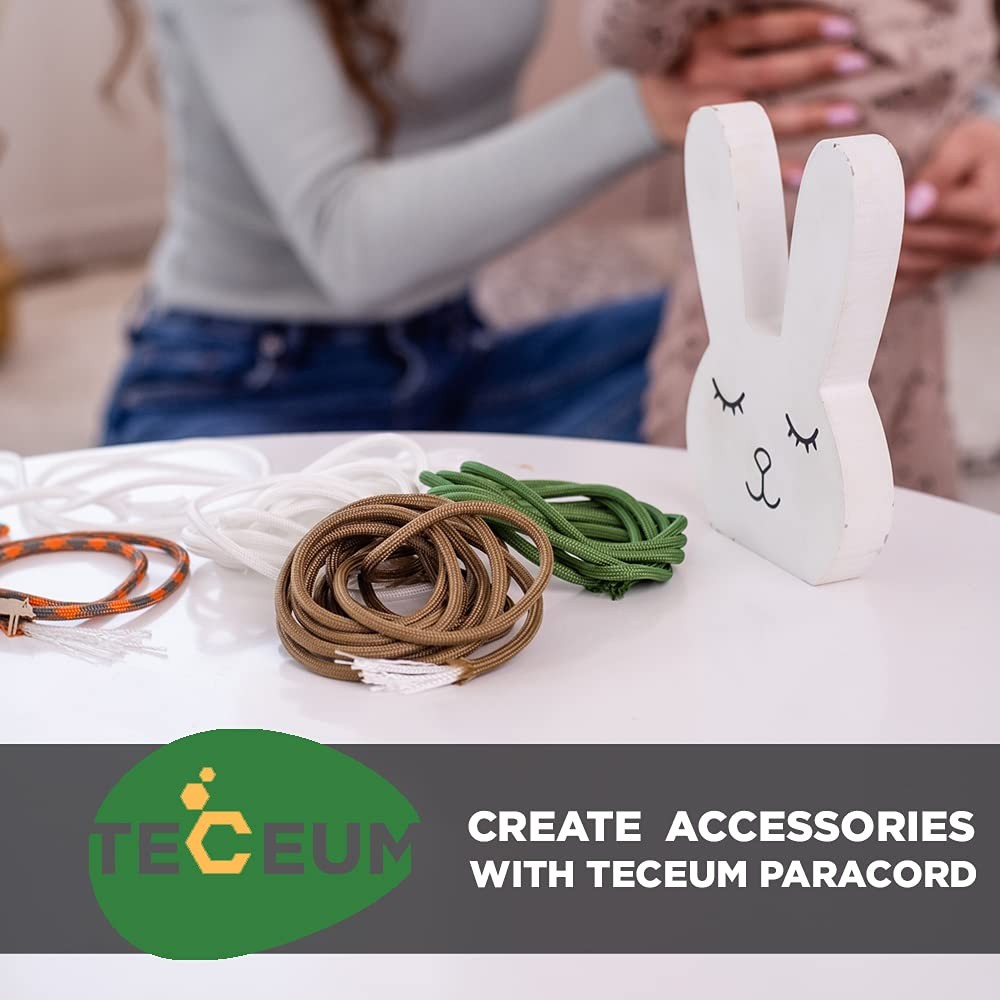 TECEUM Paracord Type III 550 Green – 100 ft – 4mm – Tactical 100 ft,