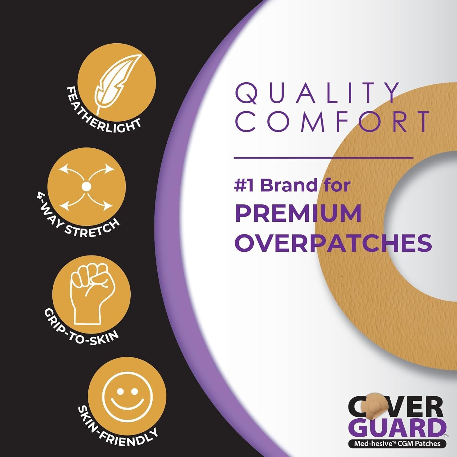 Tan CGM Overpatch 25 Count Anti Fray Waterproof for Active Lifestyles