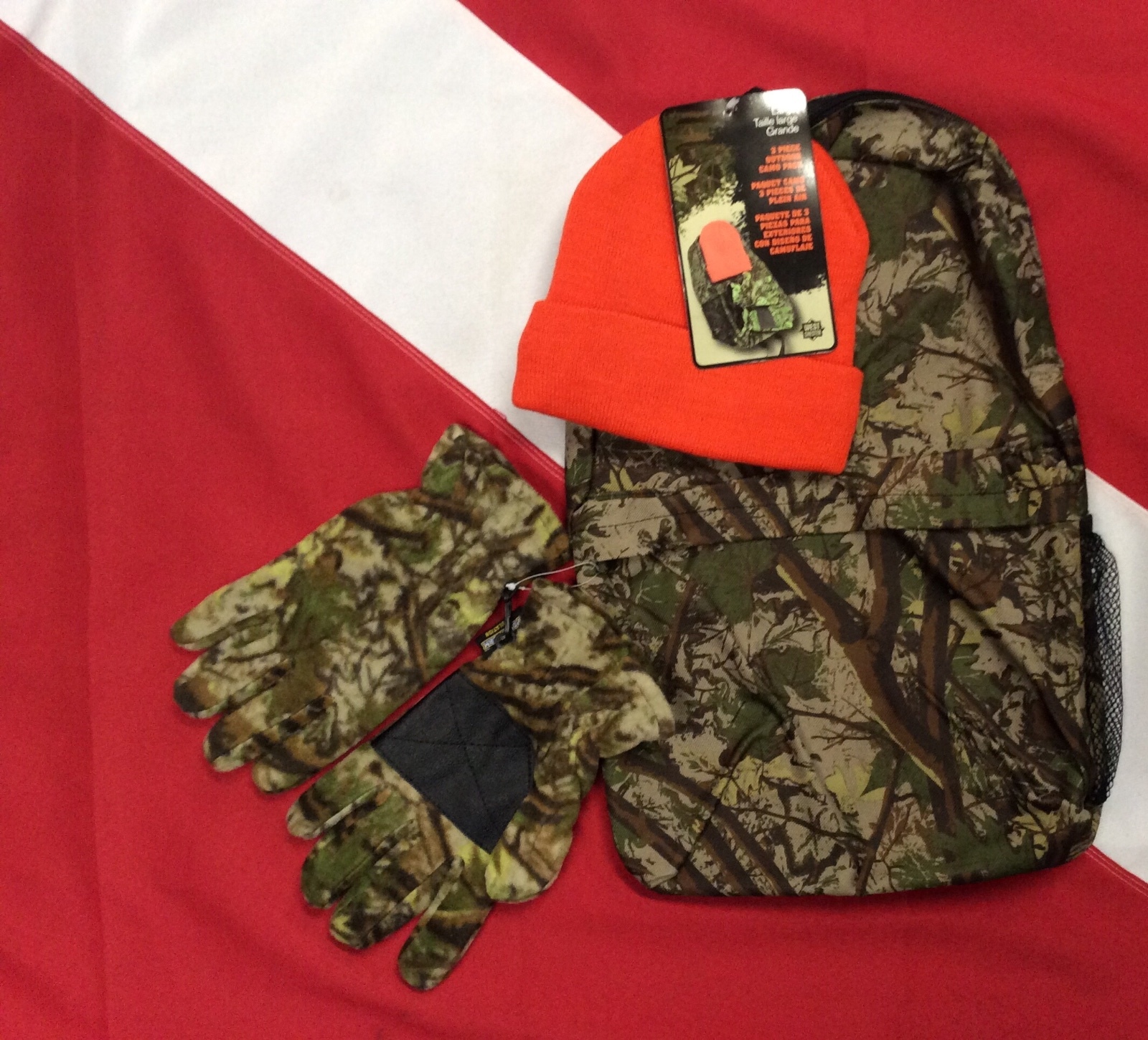 3pc outdoor camo backpack gloves beanie emergency hunting disaster kit survival