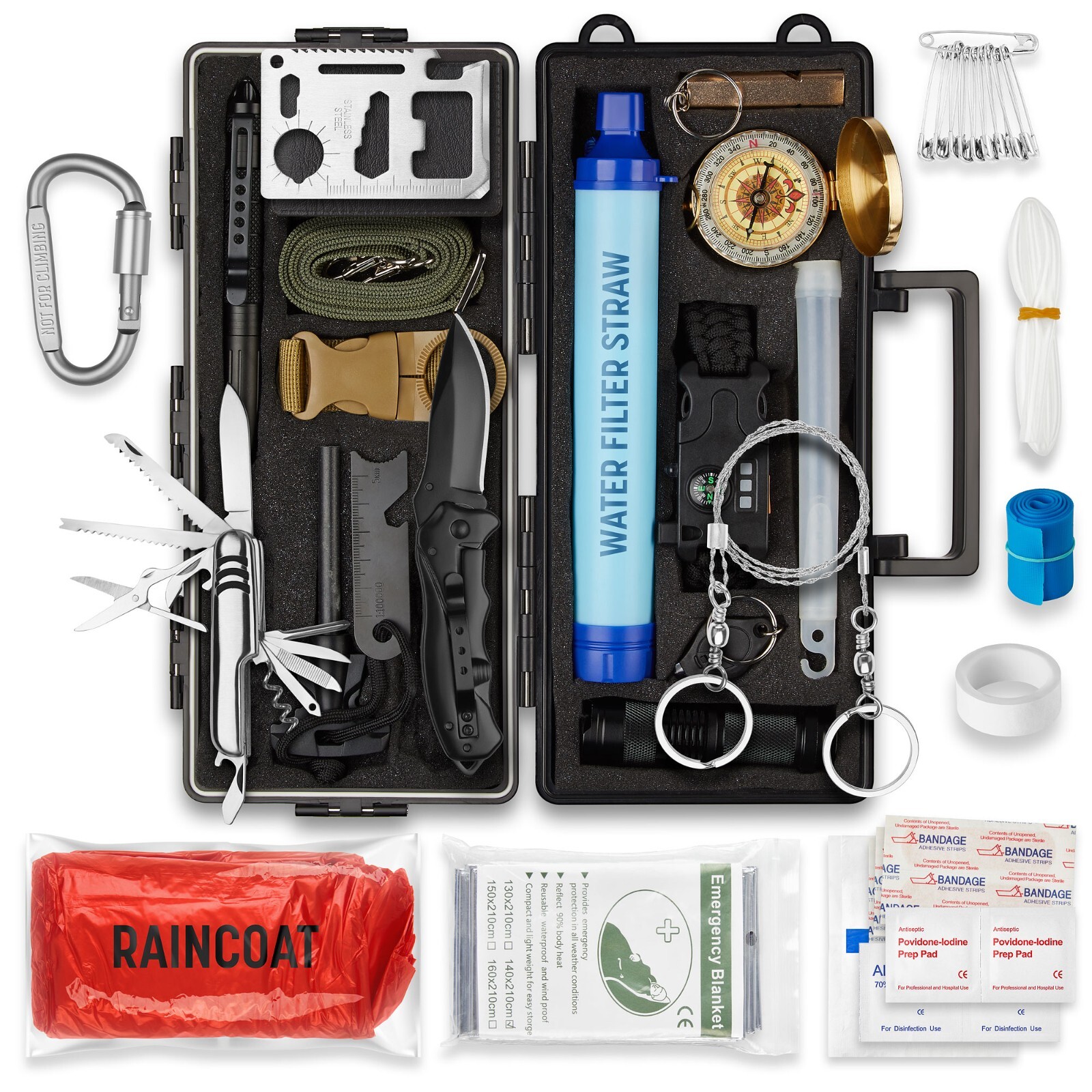 Survival Kit for Disaster, Tactical Tools, Outdoor Hiking, Camping, & Adventures