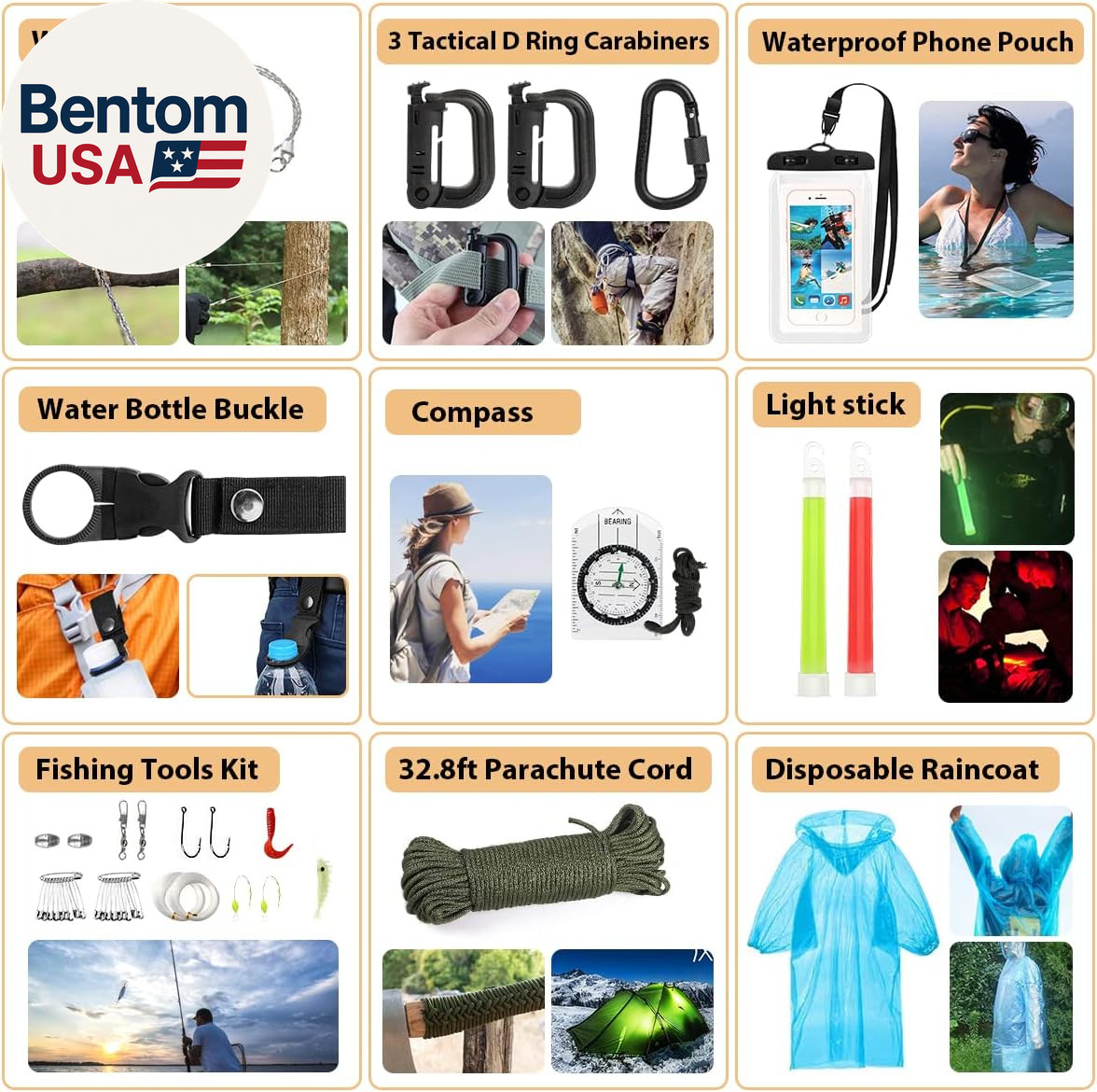 Survival Kit, 250Pcs Survival Gear First Aid Kit with Molle System Compatible Ba