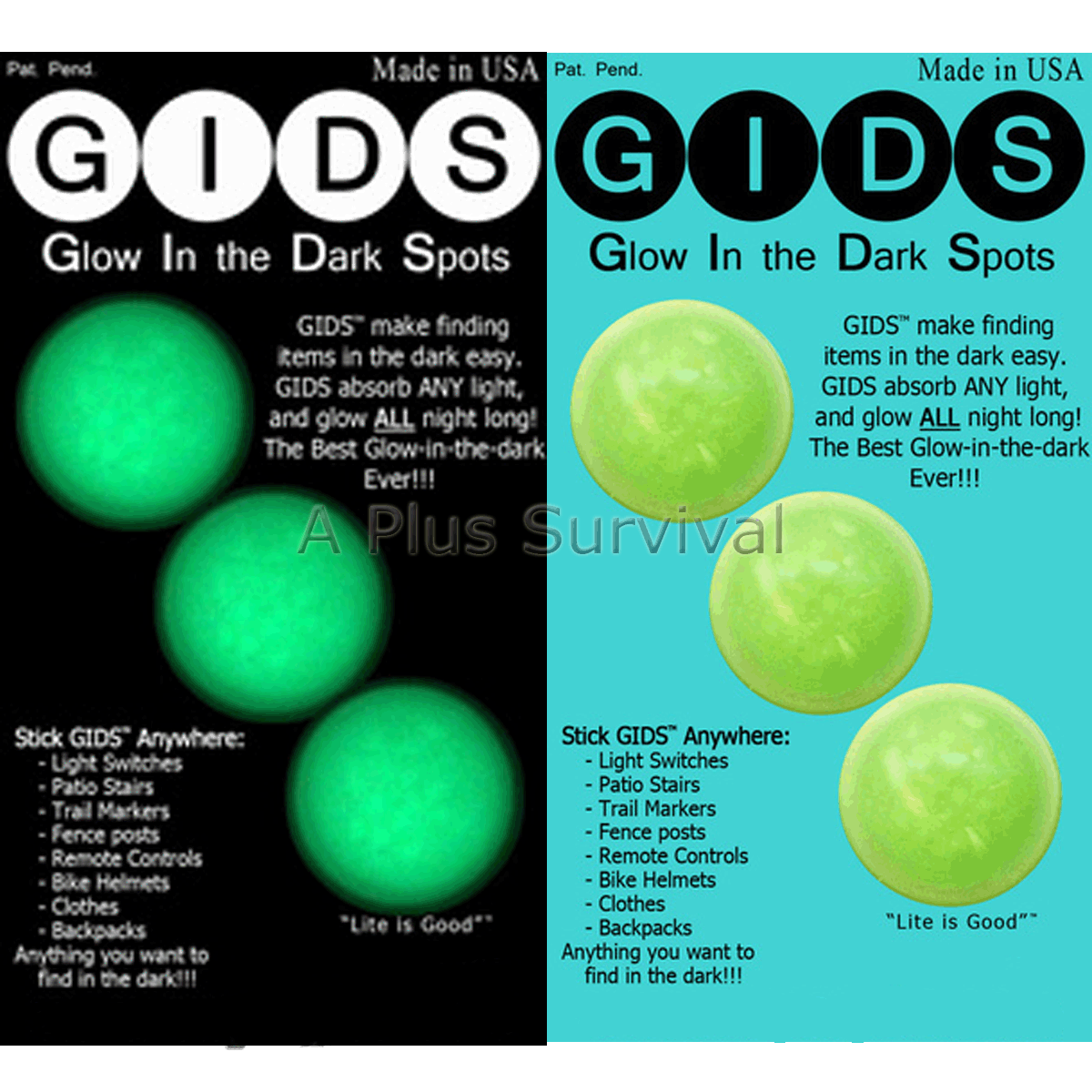 UV Glo Glow in the Dark Sticker Stick Sticky Spots Night Light Nite Lite 3 Pack