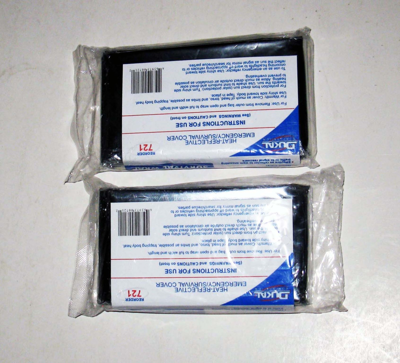 NEW Lot of 2 Dukal 721 Survival Wrap 52×84″ Heat-Reflective Emercency Cover