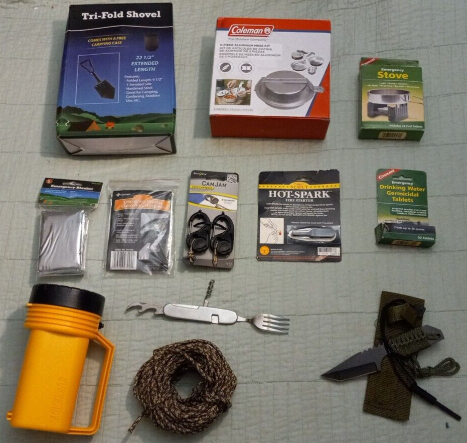 Lot Of 12 Pieces Mostly New Survival Hunting Camping Gear Stove Shovel Knife Etc