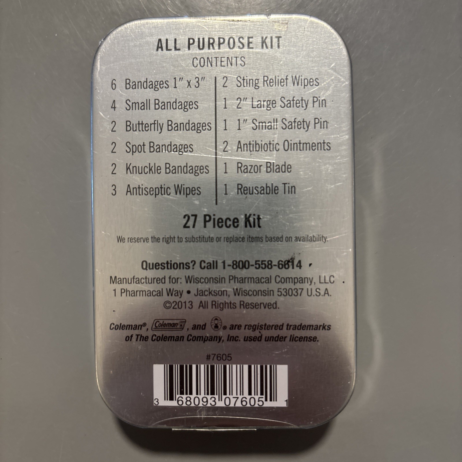 Coleman All Purpose First Aid Kit 7605 – 27 Piece in Tin Box – Auto Home Camp