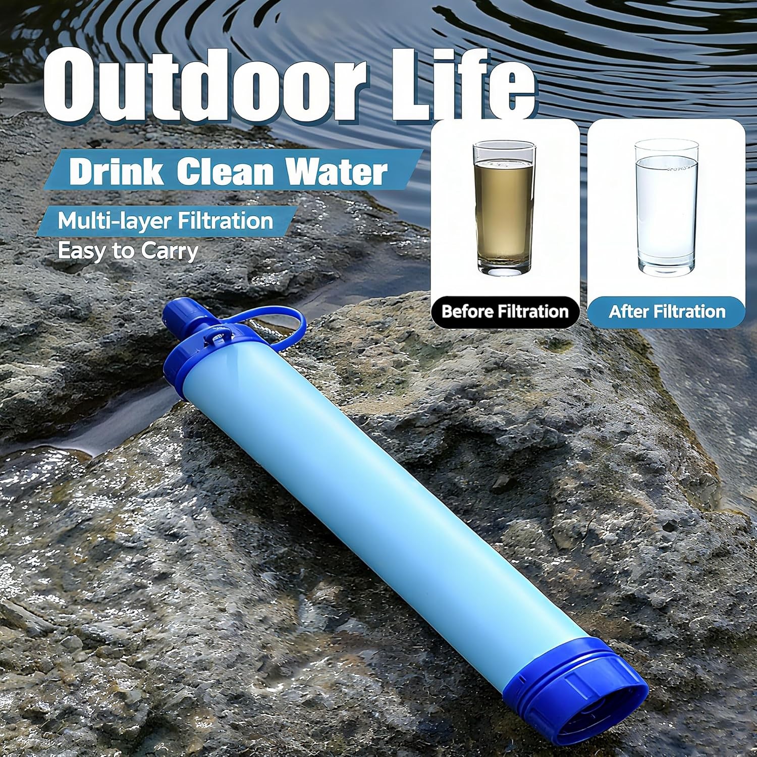 Personal Water Filter Straw – Portable Survival Filtration Gear & Family Travel