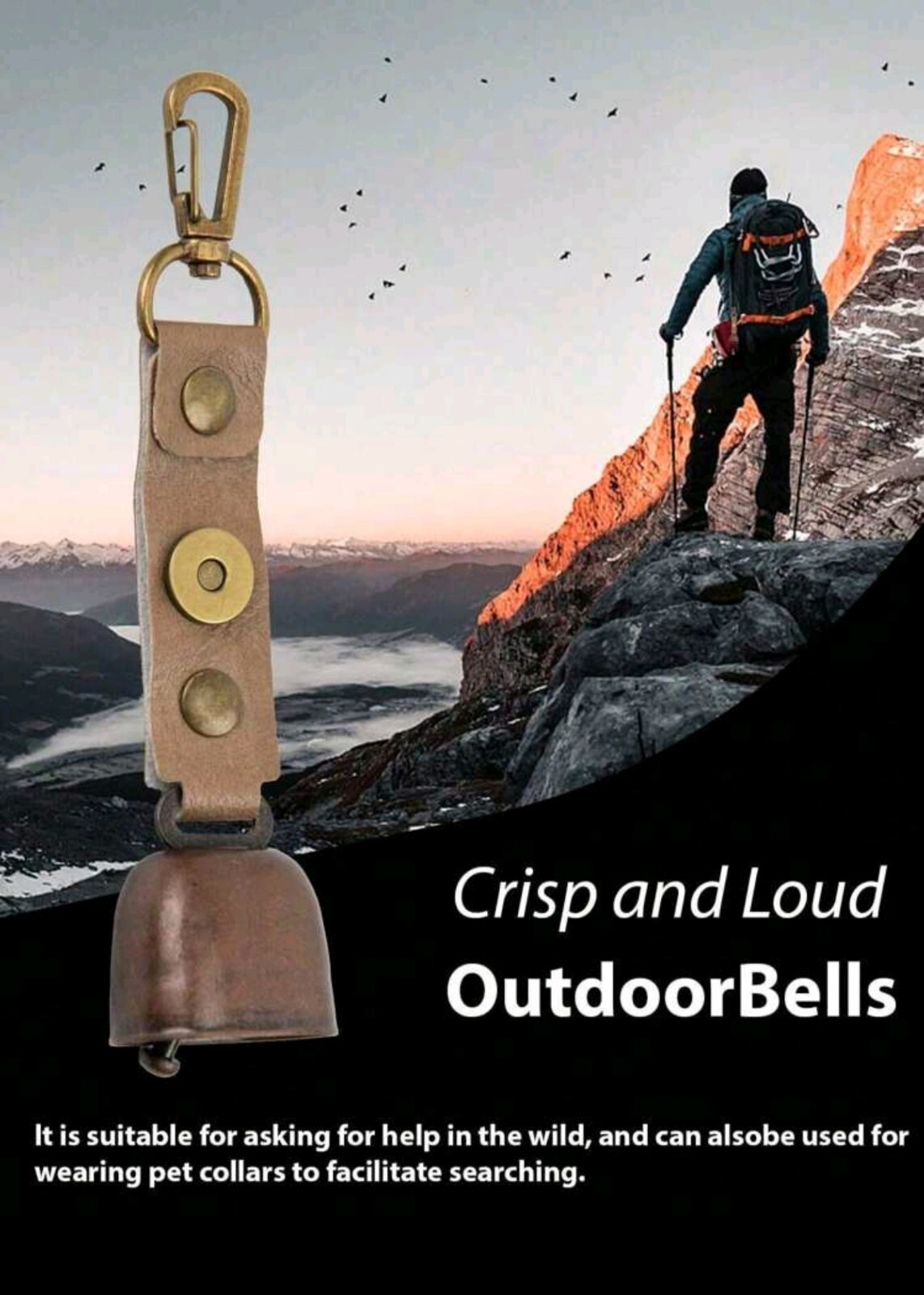 Outdoor Camping Backpack Equipment Hiking Gear Survival Tool Alarm Magnetic Bell