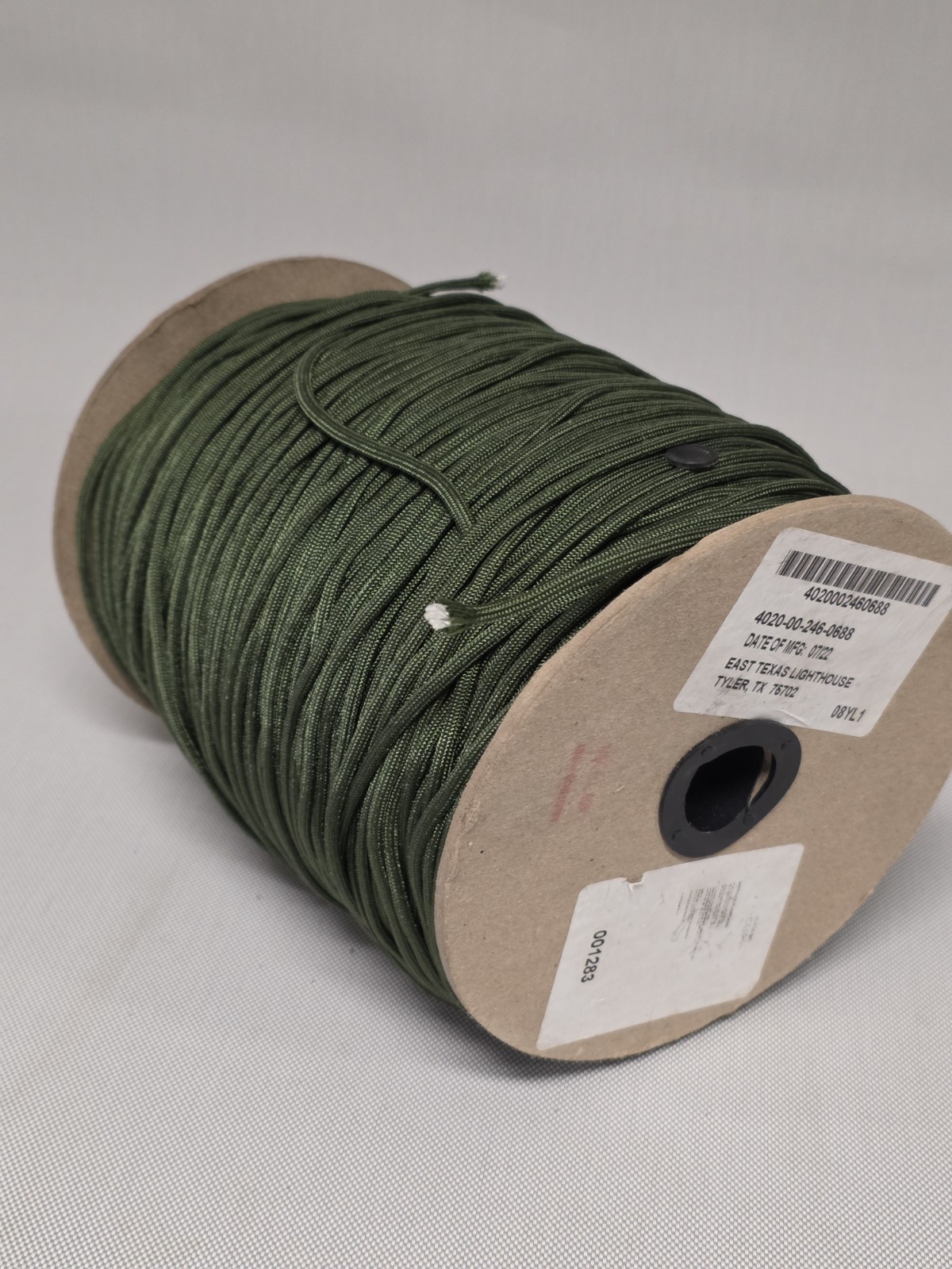 UsedNylon Utility Rope Cord Spool 1200 ft Camo Green W/ Approx 900 Feet Remain