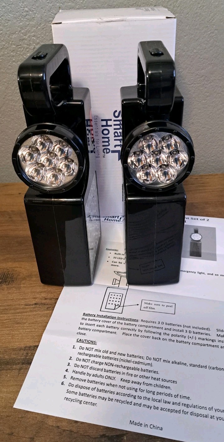 New Smart Home 3 in 1 Emergency Light • Set Of 2 For Camping Hiking Car Home