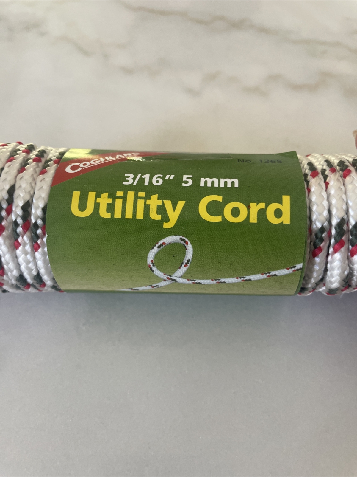 Coghlan’s Utility Cord 5 mm 3/16in X 50ft White Green Red